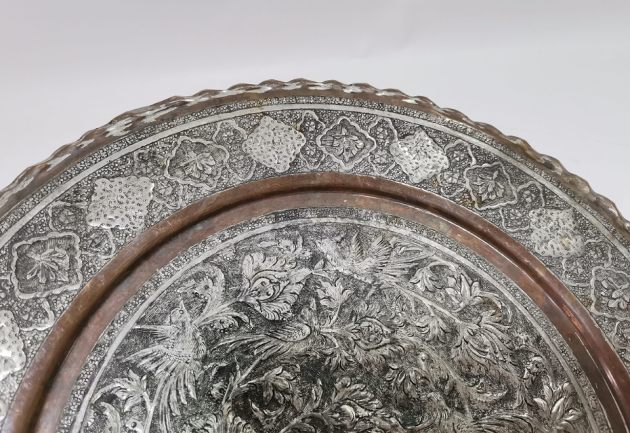 KABARTMA İŞÇİLİKLİ ANTİKA BAKIR DUVAR TABAĞI