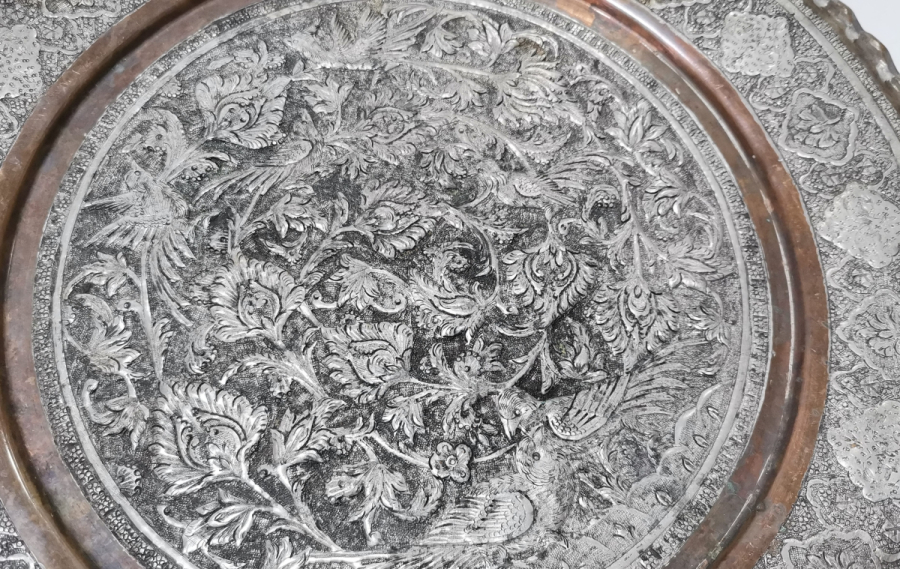 KABARTMA İŞÇİLİKLİ ANTİKA BAKIR DUVAR TABAĞI