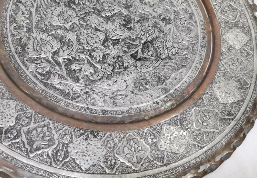 KABARTMA İŞÇİLİKLİ ANTİKA BAKIR DUVAR TABAĞI