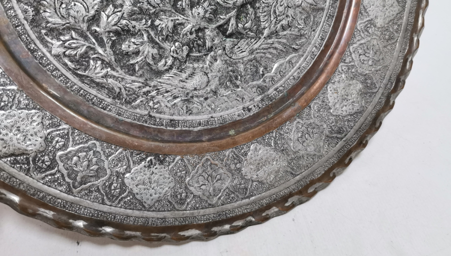 KABARTMA İŞÇİLİKLİ ANTİKA BAKIR DUVAR TABAĞI