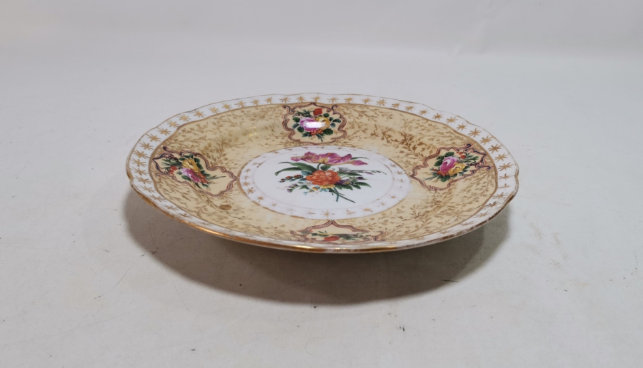 OSMANLI DÖNEMİ EL BOYAMA İŞÇİLİKLİ VE ALTIN VARAKLI PORSELEN TABAK