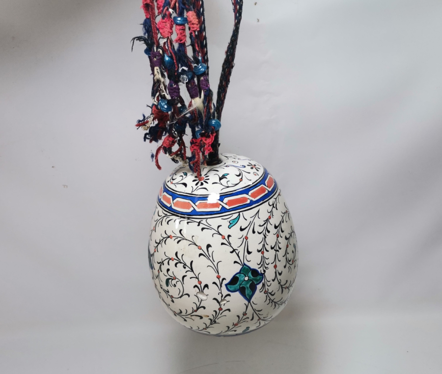 ORİJİNAL ASKISIYLA ANTİKA EL BOYAMA NADİR KÜTAHYA ASKI TOPU