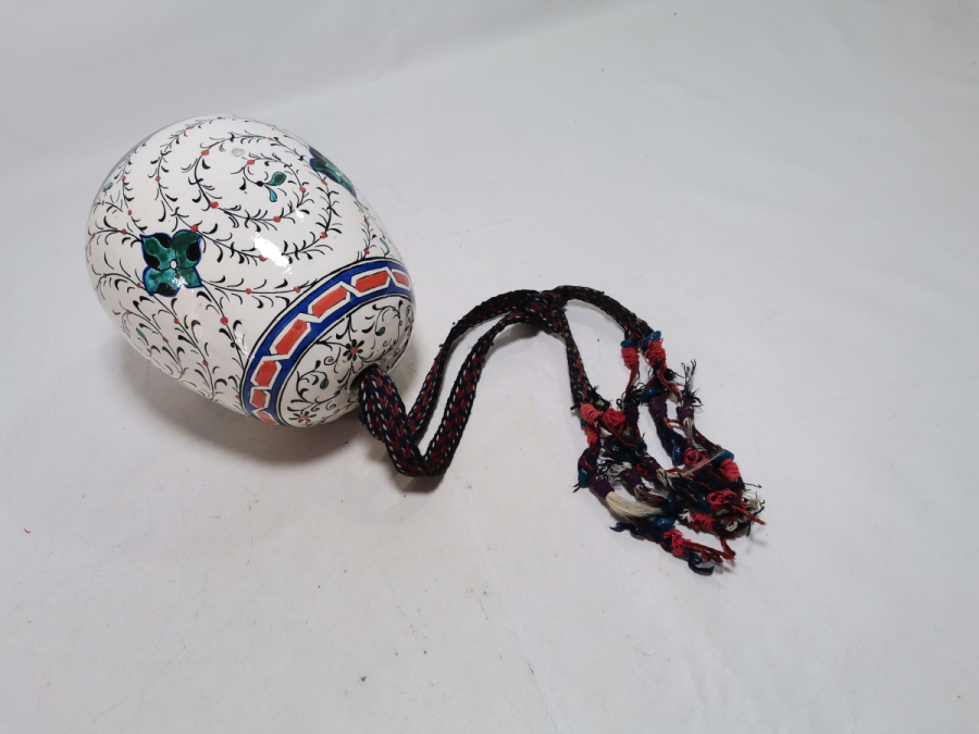 ORİJİNAL ASKISIYLA ANTİKA EL BOYAMA NADİR KÜTAHYA ASKI TOPU