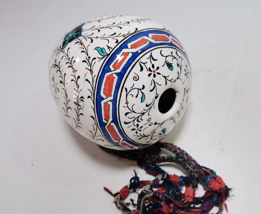 ORİJİNAL ASKISIYLA ANTİKA EL BOYAMA NADİR KÜTAHYA ASKI TOPU