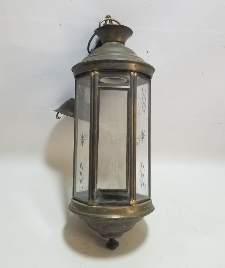 OSMANLI DÖNEMİ LAMBAYA DÖNÜŞTÜRÜLMÜŞ KRİSTAL CAMLI ANTİKA EL MUMLUĞU