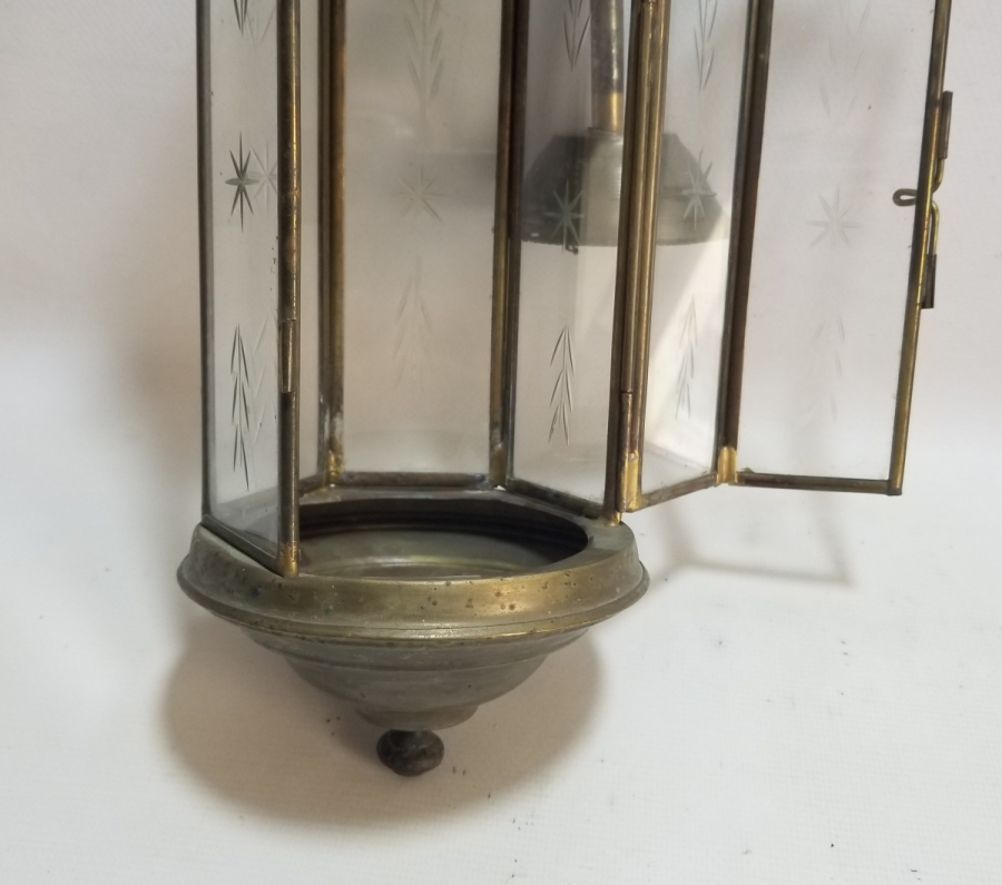 OSMANLI DÖNEMİ LAMBAYA DÖNÜŞTÜRÜLMÜŞ KRİSTAL CAMLI ANTİKA EL MUMLUĞU