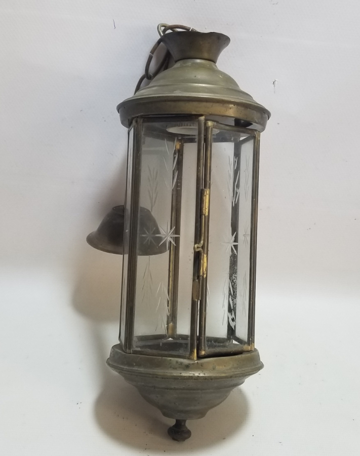 OSMANLI DÖNEMİ LAMBAYA DÖNÜŞTÜRÜLMÜŞ KRİSTAL CAMLI ANTİKA EL MUMLUĞU