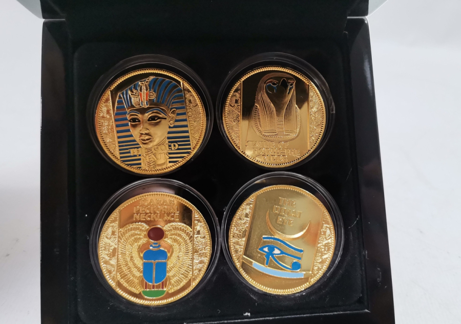 ORİJİNAL KUTUSUNDA TUTANKHAMON ALTIN KAPLAMA HATIRA PARA SETİ