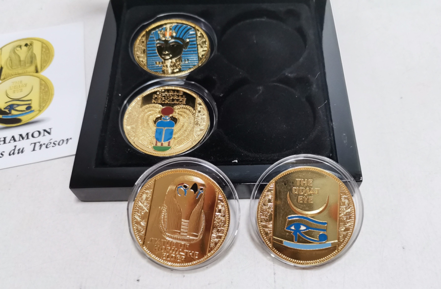 ORİJİNAL KUTUSUNDA TUTANKHAMON ALTIN KAPLAMA HATIRA PARA SETİ