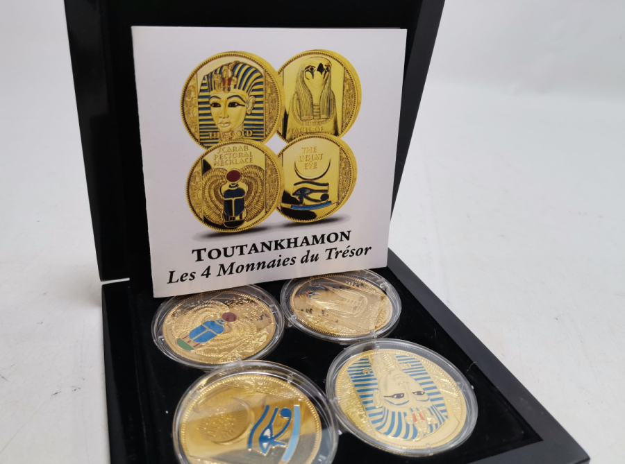 ORİJİNAL KUTUSUNDA TUTANKHAMON ALTIN KAPLAMA HATIRA PARA SETİ