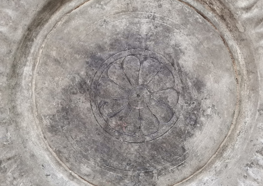 ÜZERİ OSMANLICA YAZILI OSMANLI DÖNEMİ BAKIR BADEMLİ LENGER