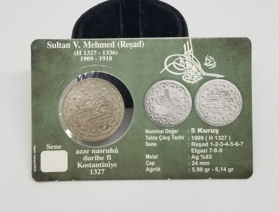 SULTAN MEHMET REŞAT HAN DÖNEMİ GÜMÜŞ 5 KURUŞ MECİDİYE