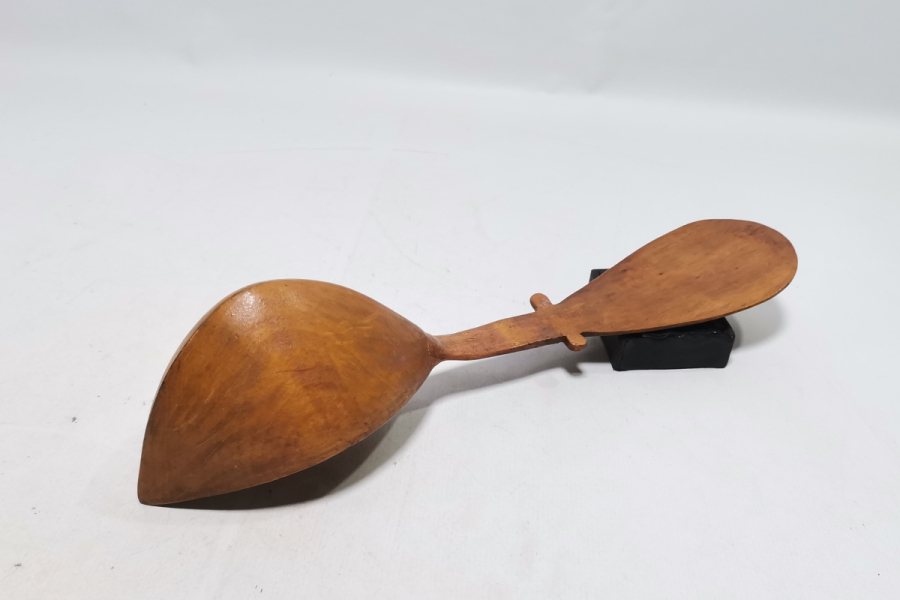 NADİR TİPTE ÜZERİ BEYİT YAZILI TEKKE İŞİ AHŞAP KAŞIK