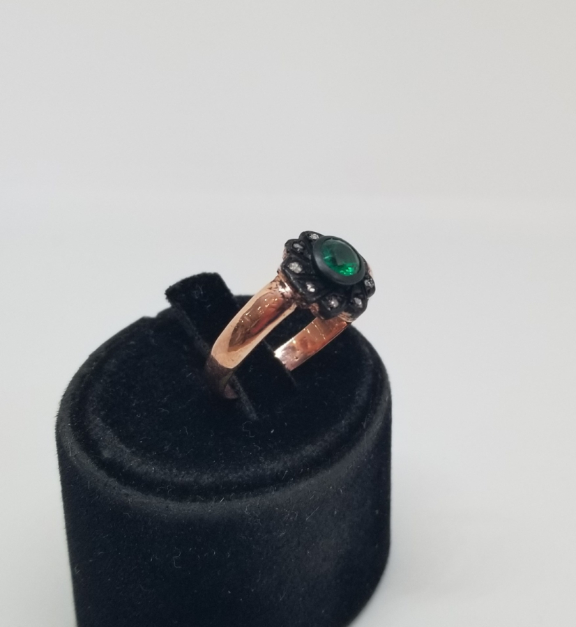 GÜL MODELLİ SİTRİN VE ELMAS TAŞLI YÜZÜK