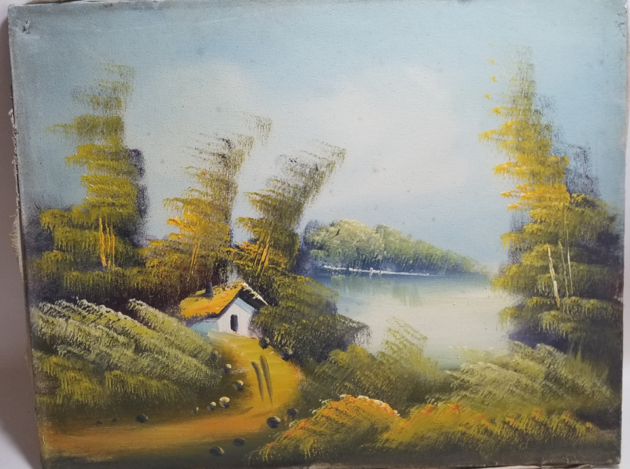 TUVAL ÜZERİ YAĞLI BOYA ANTİKA MANZARA TABLOSU