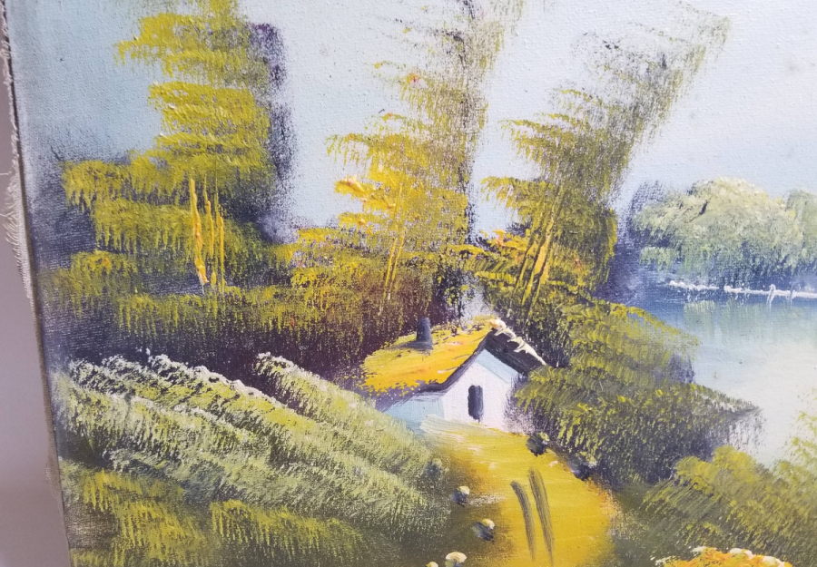 TUVAL ÜZERİ YAĞLI BOYA ANTİKA MANZARA TABLOSU