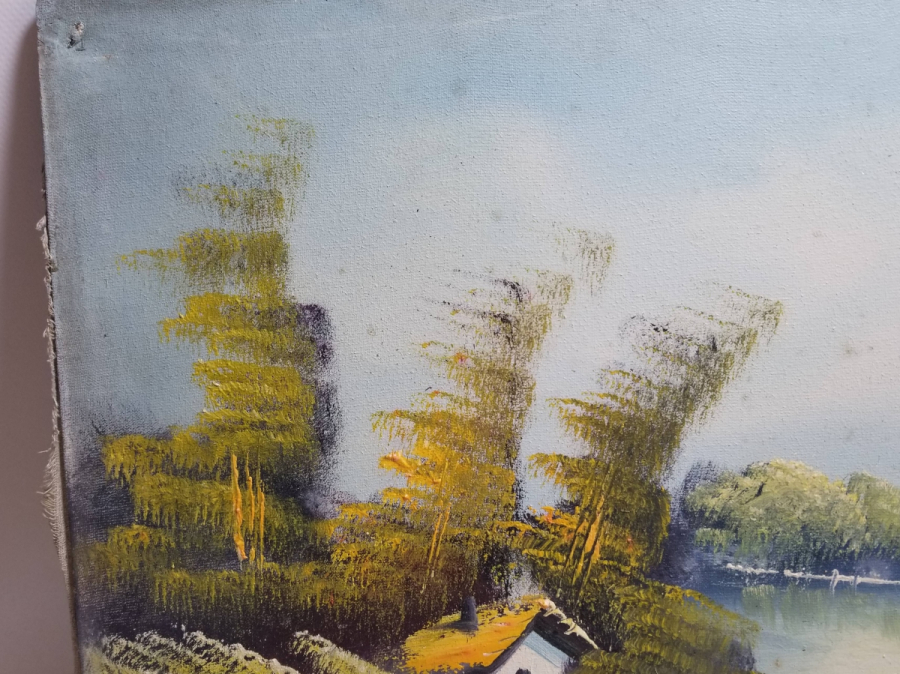 TUVAL ÜZERİ YAĞLI BOYA ANTİKA MANZARA TABLOSU