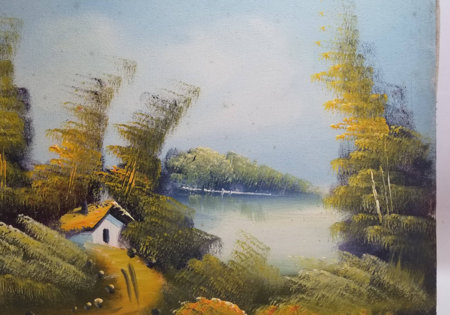 TUVAL ÜZERİ YAĞLI BOYA ANTİKA MANZARA TABLOSU