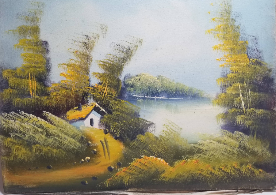 TUVAL ÜZERİ YAĞLI BOYA ANTİKA MANZARA TABLOSU