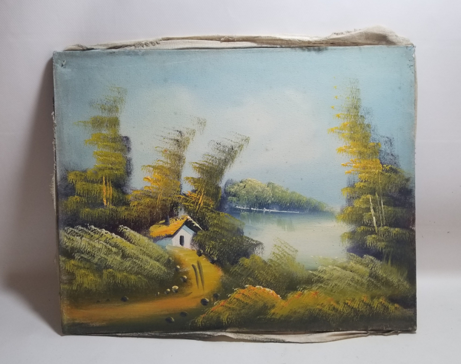 TUVAL ÜZERİ YAĞLI BOYA ANTİKA MANZARA TABLOSU