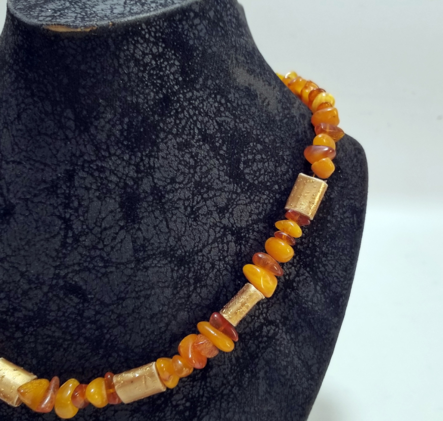 ÖZEL YAPIM DAMLA KEHRİBAR GERDANLIK