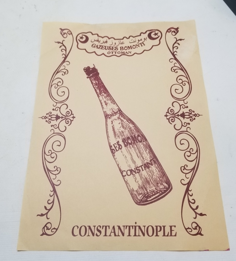 OSMANLI DÖNEMİ ÇOK NADİR BOMONTİ GAZOZ REKLAMI AFİŞİ