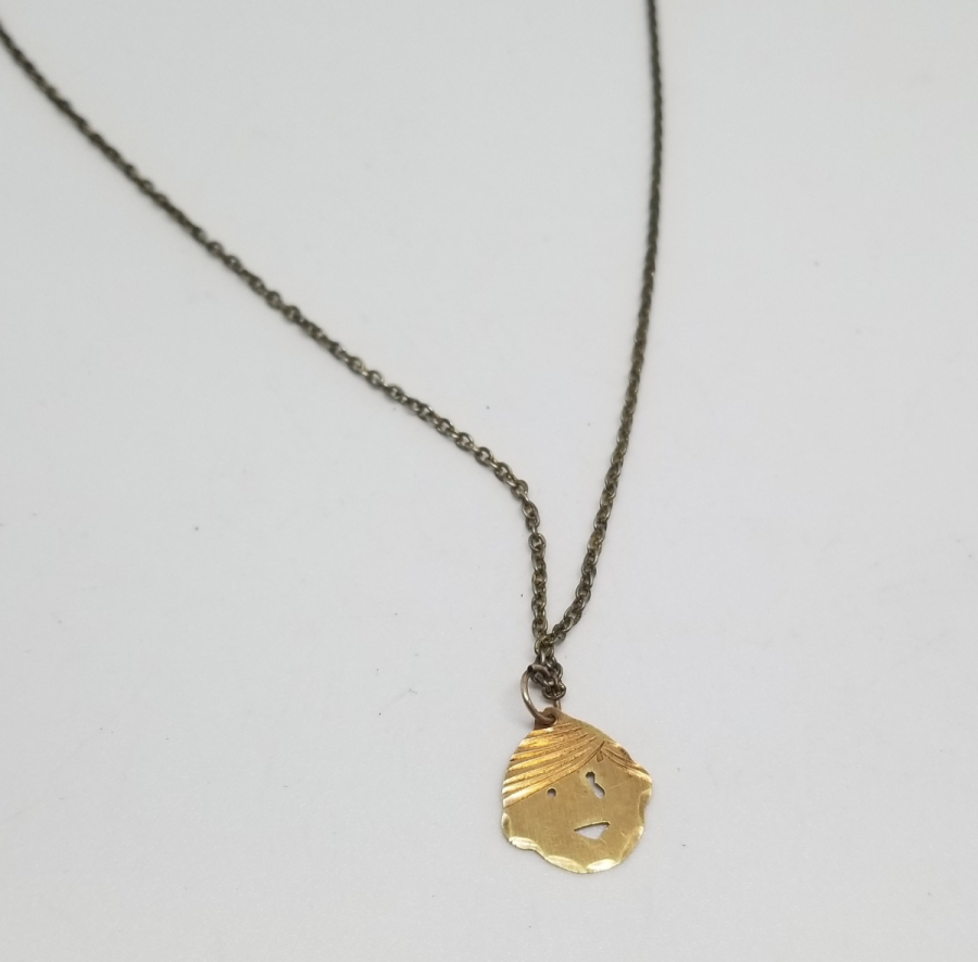 ÇOCUK GÖRSELLİ EL YAPIMI 14 AYAR ALTIN ANTİKA DOĞDULUK HEDİYESİ