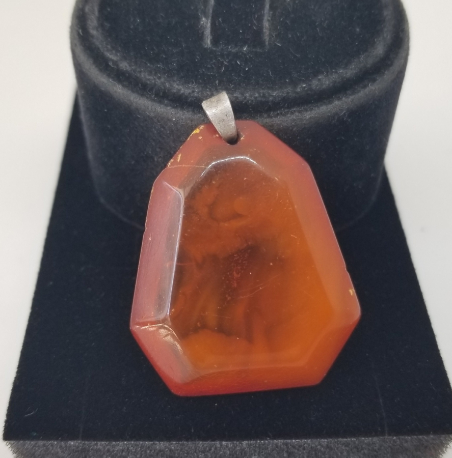 İÇİ HARELİ DAMLA KEHRİBAR ÖZEL YAPIM KOLYE