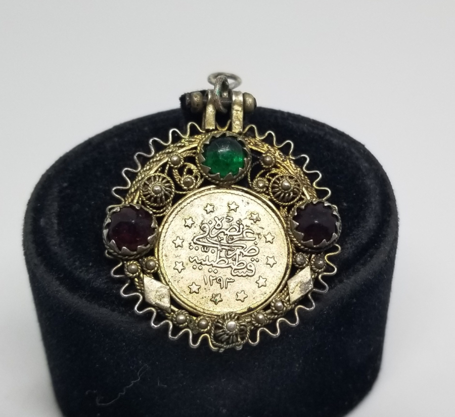 ABDÜLHAMİD HAN GÜMÜŞ PARALI OSMANLI DÖNEMİ GÜHERSE İŞÇİLİKLİ KOLYE