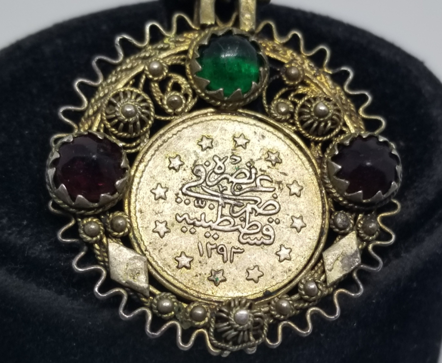 ABDÜLHAMİD HAN GÜMÜŞ PARALI OSMANLI DÖNEMİ GÜHERSE İŞÇİLİKLİ KOLYE