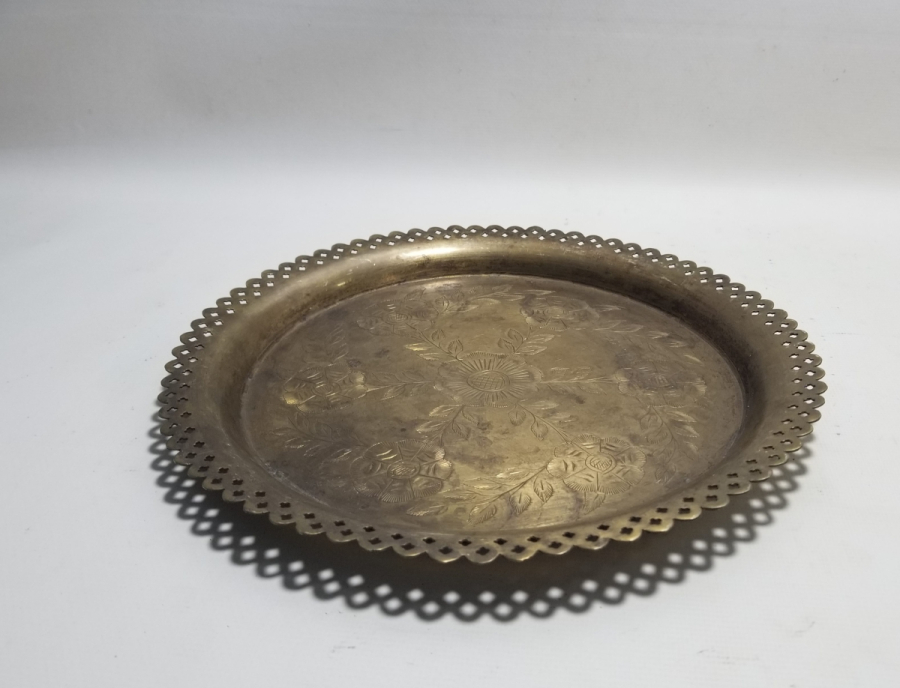 ÜZERİ KALEM İŞÇİLİKLİ ANTİKA KAHVE TEPSİSİ