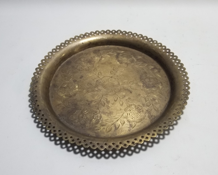 ÜZERİ KALEM İŞÇİLİKLİ ANTİKA KAHVE TEPSİSİ