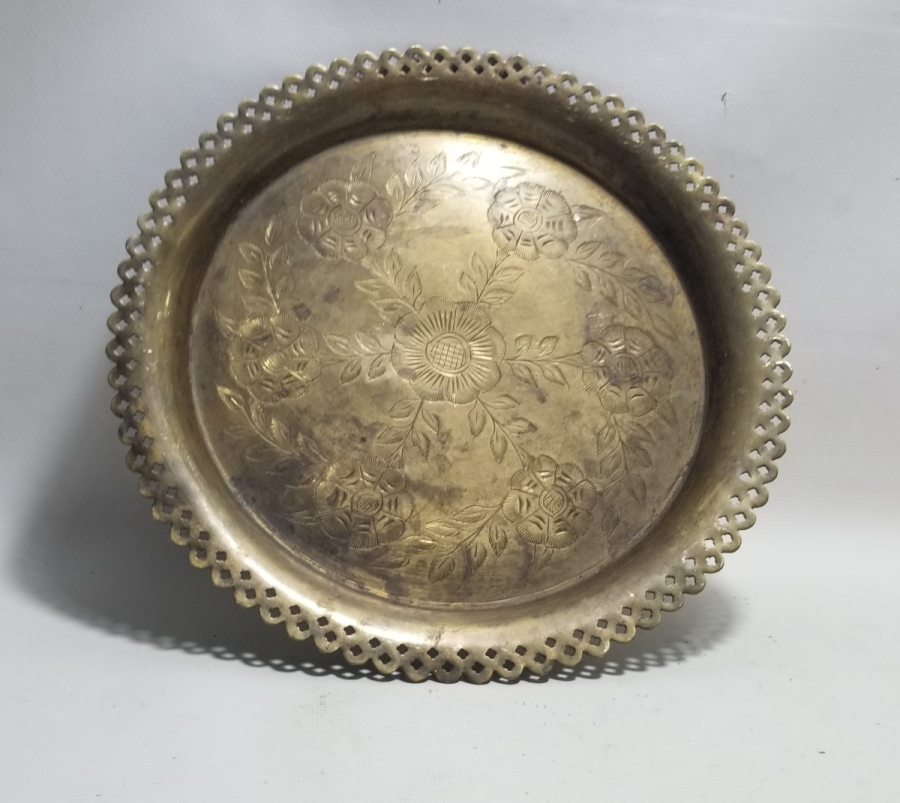 ÜZERİ KALEM İŞÇİLİKLİ ANTİKA KAHVE TEPSİSİ