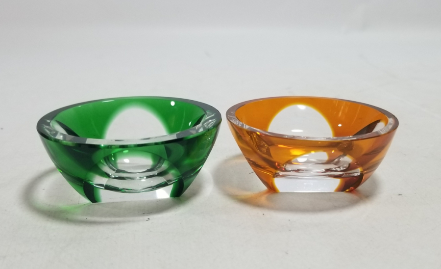 KRİSTAL KESME İŞÇİLİKLİ İKİ ADET ANTİKA CAM İKRAMLIK