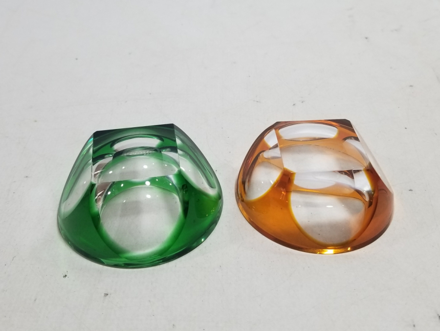 KRİSTAL KESME İŞÇİLİKLİ İKİ ADET ANTİKA CAM İKRAMLIK