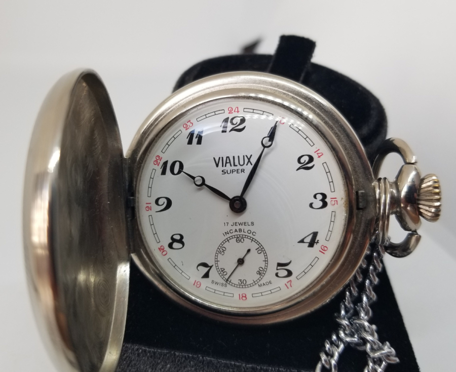 ANTİKA AVCI KASA KURMALI TCDD VIALUX CEP SAATİ