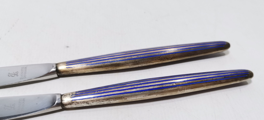 TUTMACI MİNE İŞÇİLİKLİ ANTİKA GÜMÜŞ İKİ ADET BALIK BIÇAĞI