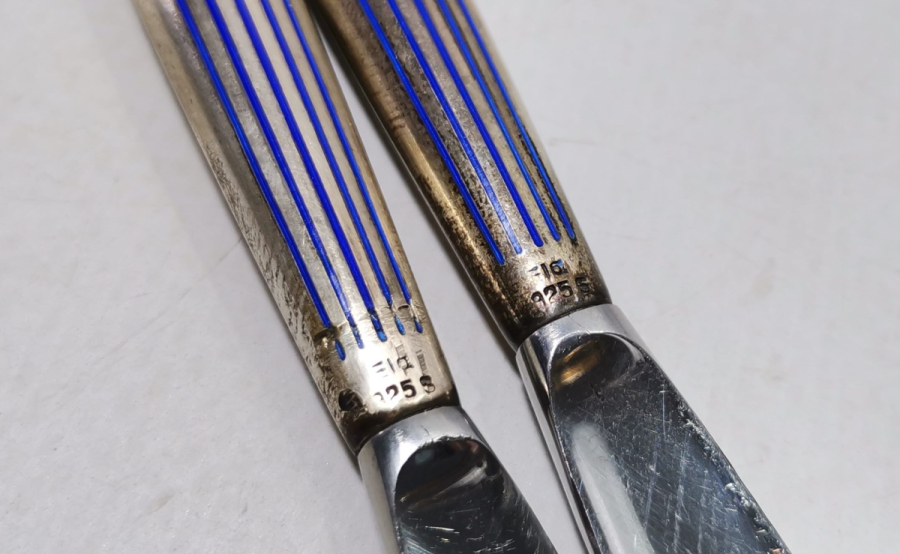 TUTMACI MİNE İŞÇİLİKLİ ANTİKA GÜMÜŞ İKİ ADET BALIK BIÇAĞI