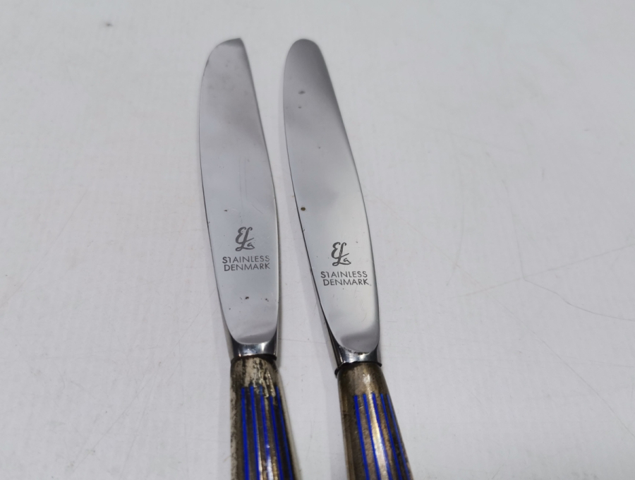 TUTMACI MİNE İŞÇİLİKLİ ANTİKA GÜMÜŞ İKİ ADET BALIK BIÇAĞI