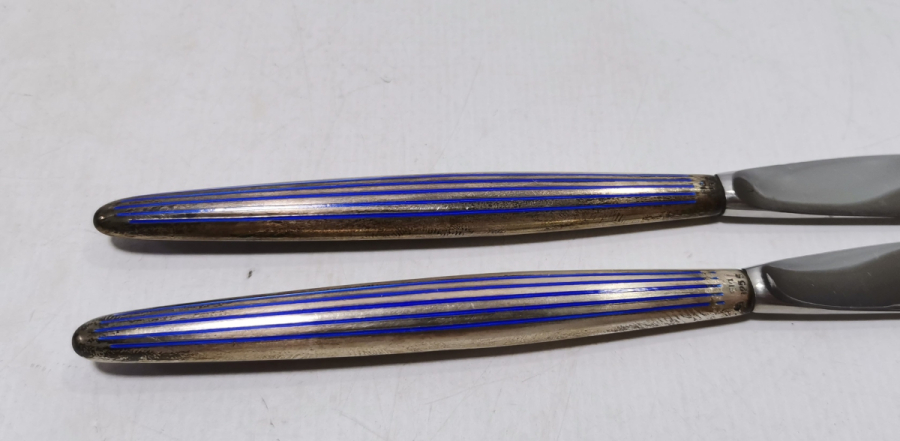 TUTMACI MİNE İŞÇİLİKLİ ANTİKA GÜMÜŞ İKİ ADET BALIK BIÇAĞI