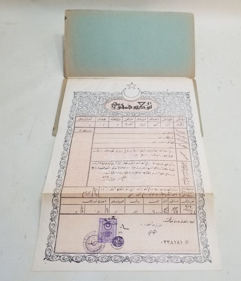 ORİJİNAL KABINDA OSMANLICA YAZILI CUMHURİYET BAŞLARI NADİR TAPU