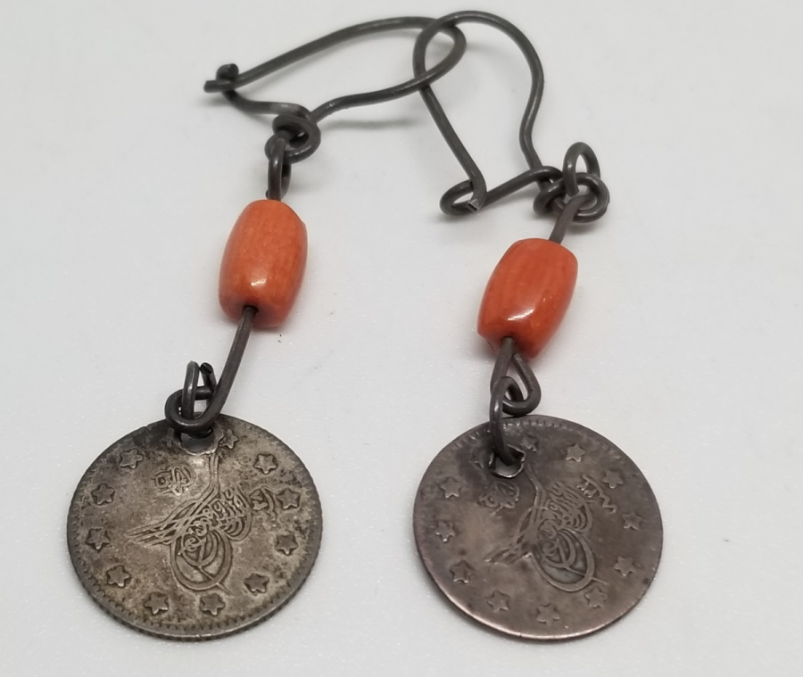 MERCANLI VE OSMANLI PARALI ÖZEL YAPIM GÜMÜŞ KÜPE