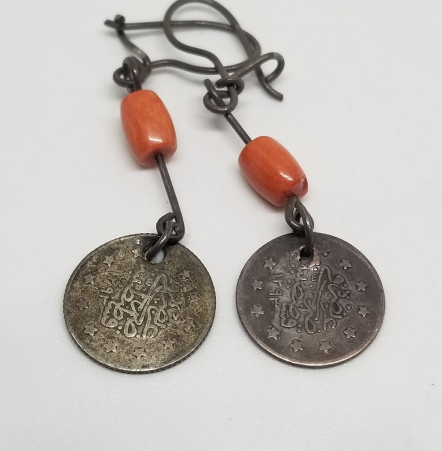 MERCANLI VE OSMANLI PARALI ÖZEL YAPIM GÜMÜŞ KÜPE