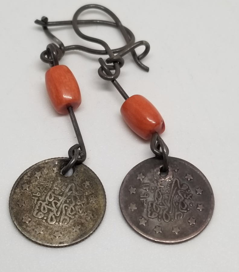 MERCANLI VE OSMANLI PARALI ÖZEL YAPIM GÜMÜŞ KÜPE