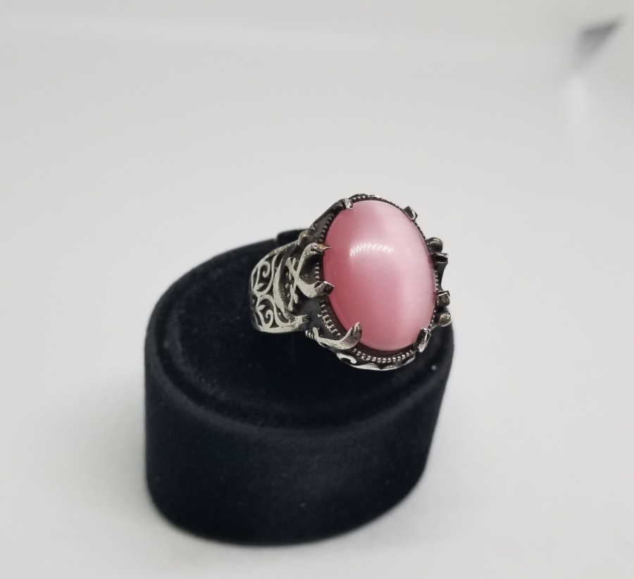 SEDEF TAŞLI KABARTMA İŞÇİLİKLİ GÜMÜŞ YÜZÜK