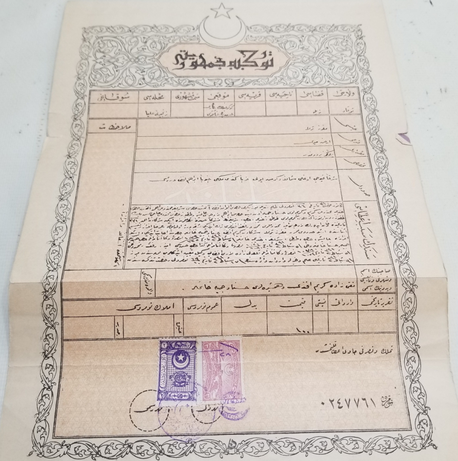 ORİJİNAL KABINDA OSMANLICA YAZILI CUMHURİYET BAŞLARI NADİR TAPU