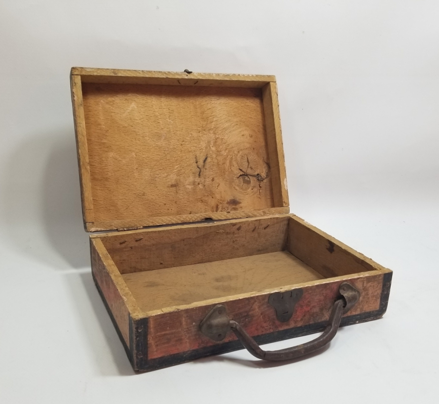 EL YAPIMI ANTİKA AHŞAP ÖĞRENCİ ÇANTASI - BAVUL