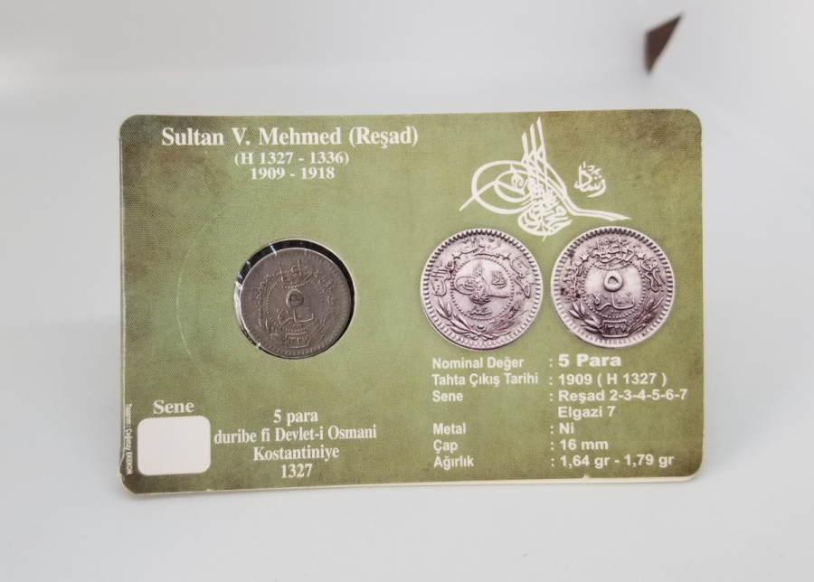 MEHMET REŞAT HAN DÖNEMİ KOLEKSİYONLUK NİKEL 5 PARA