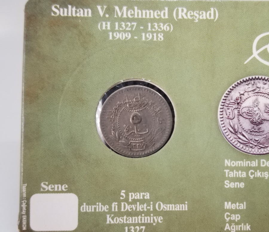MEHMET REŞAT HAN DÖNEMİ KOLEKSİYONLUK NİKEL 5 PARA