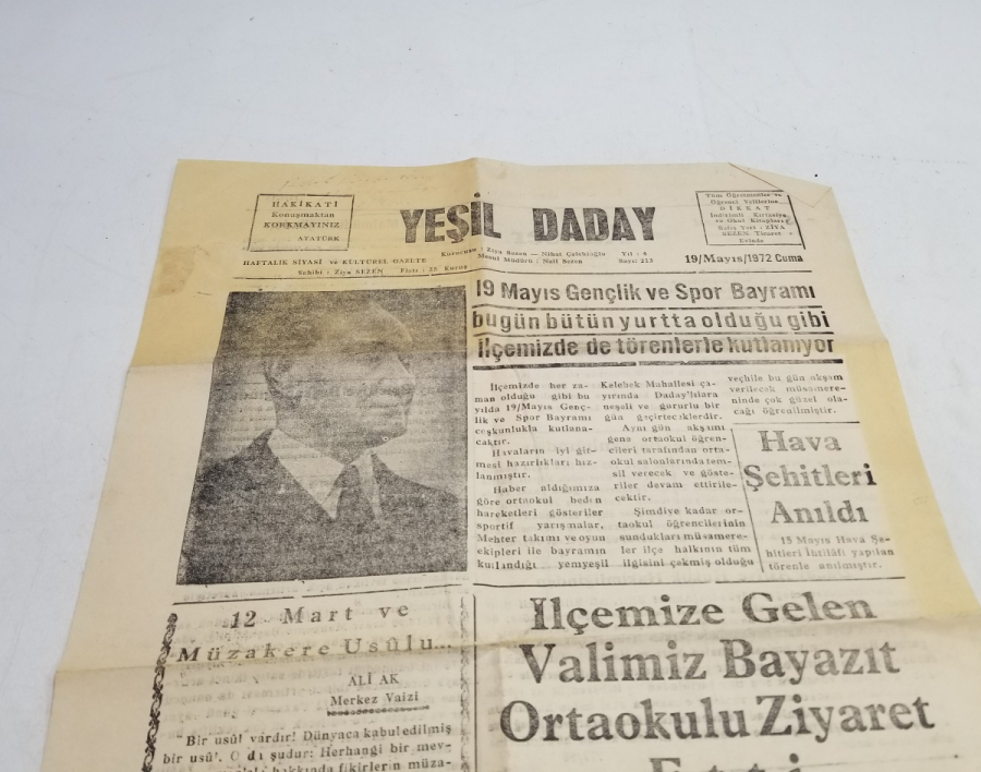 1972 TARİHLİ YEŞİL DADAY GAZETESİ